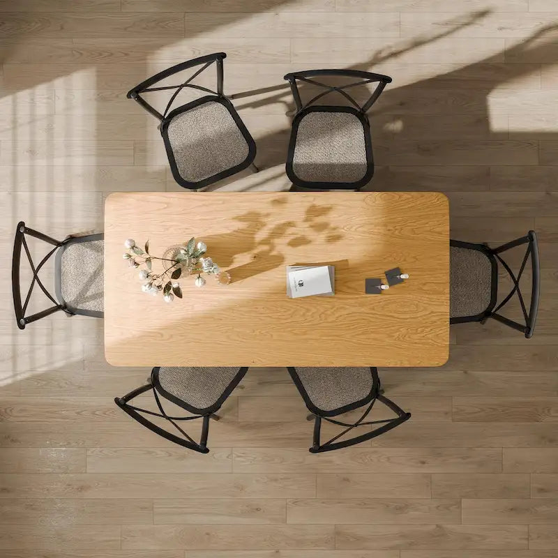 Table de salle à manger double piédestal en bois de chêne
