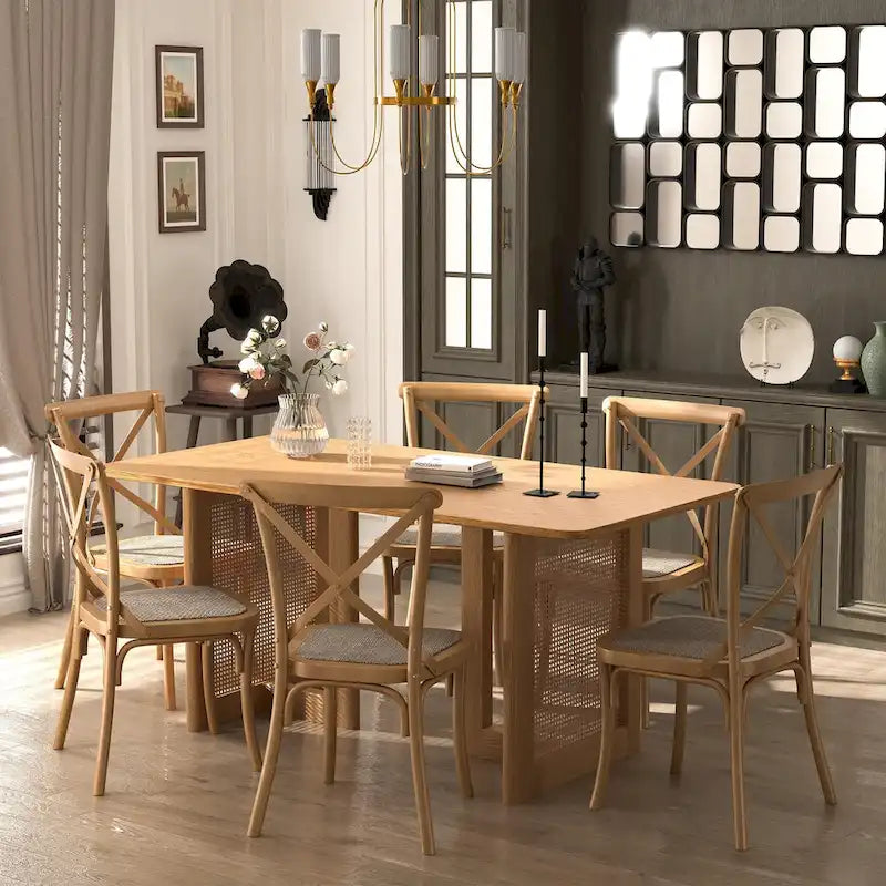 Table de salle à manger double piédestal en bois de chêne