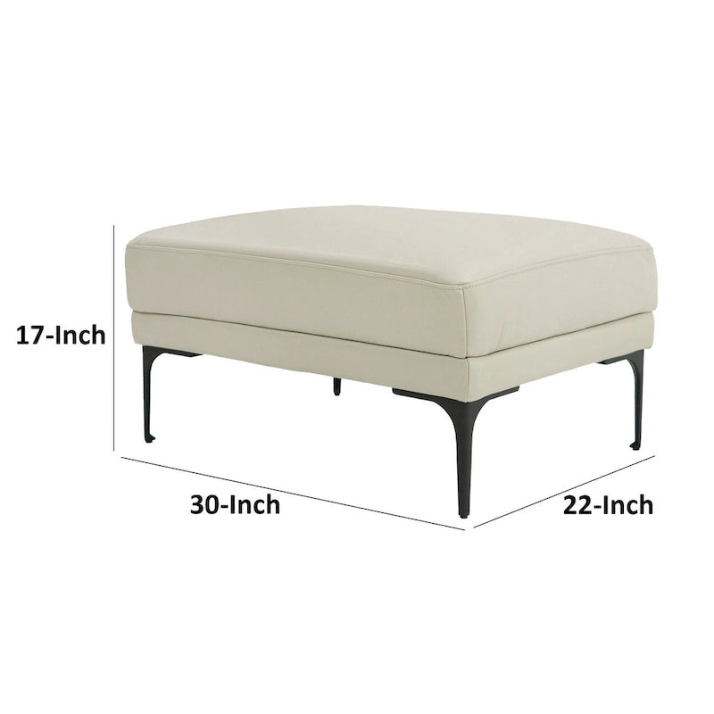 Ottoman de 30 pouces, Siège rembourré rectangulaire, Revêtement gris clair