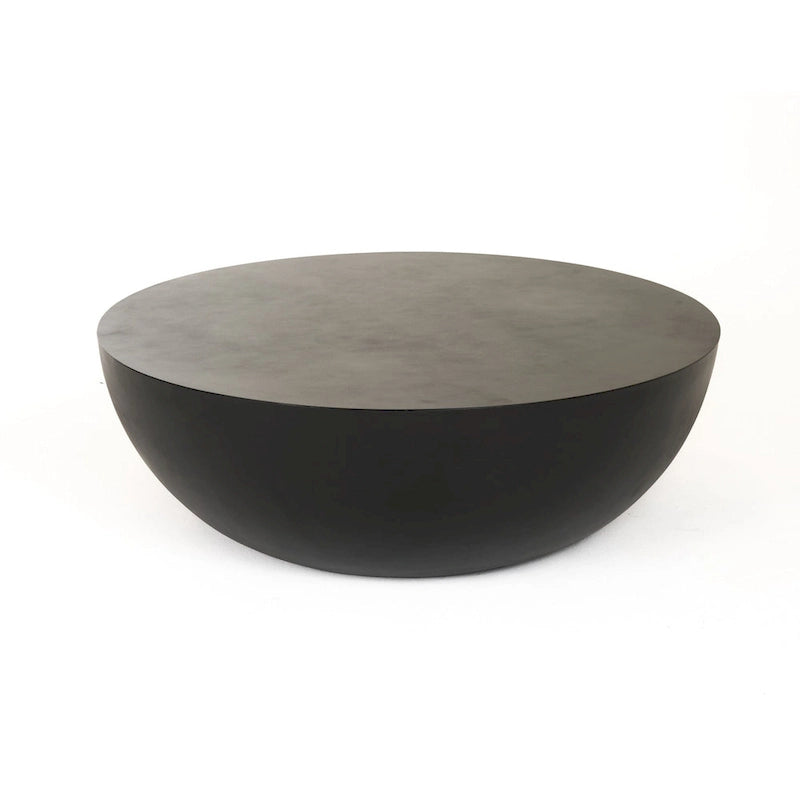 Table Basse Ronde Moderne en Béton Noir