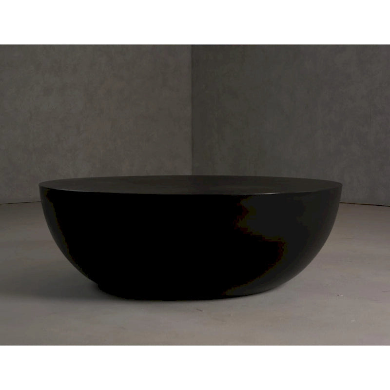 Table Basse Ronde Moderne en Béton Noir