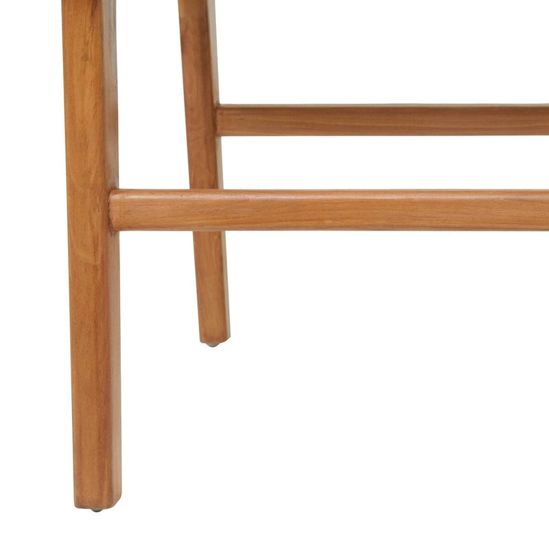 Chaise de salle à manger tressée à la main en cuir avec cadre en bois de teck - Lot de 2 Marron, Blanc ou Noir