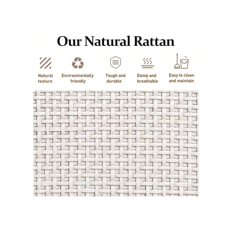 Console en rotin naturel de style bohème avec plateau élargi et 2 tiroirs