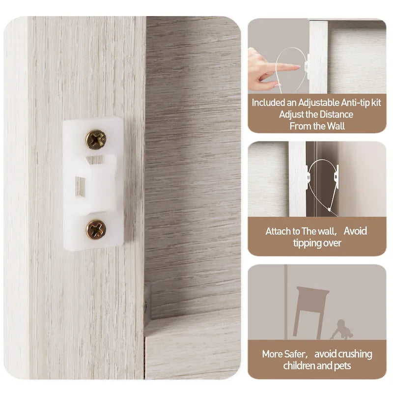 Console en rotin naturel de style bohème avec plateau élargi et 2 tiroirs