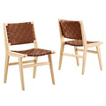 Chaise de salle à manger en bois et similicuir - Lot de 2