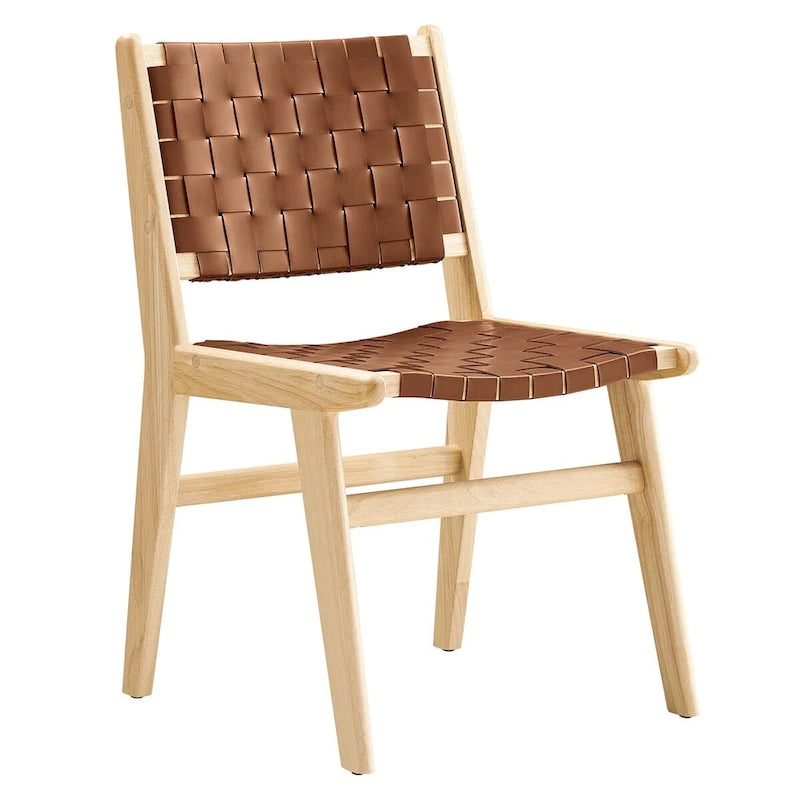Chaise de salle à manger en bois et similicuir - Lot de 2