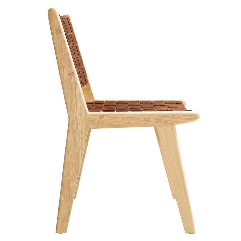 Chaise de salle à manger en bois et similicuir - Lot de 2