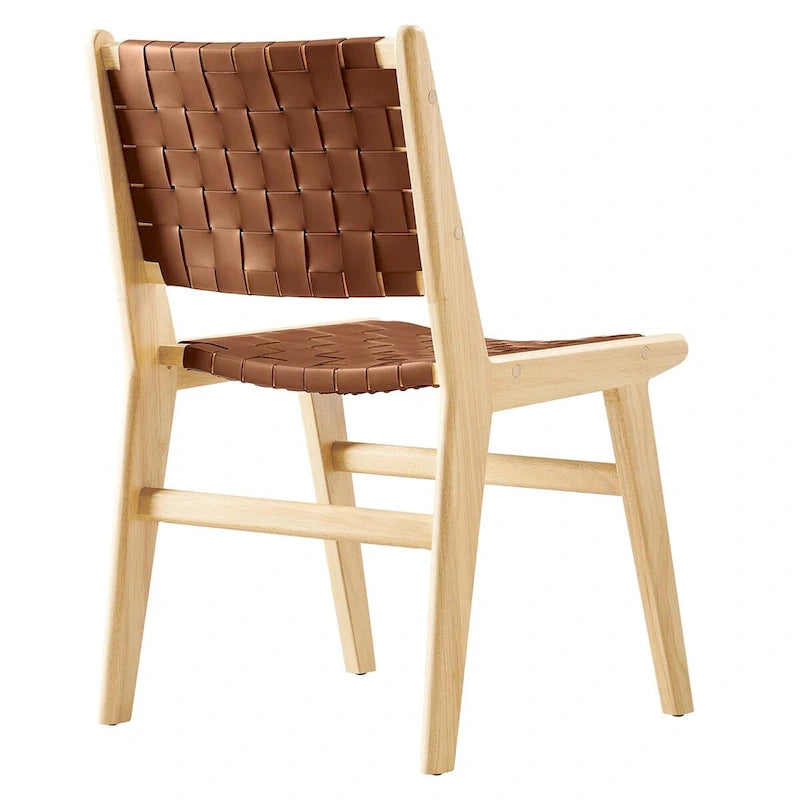 Chaise de salle à manger en bois et similicuir - Lot de 2
