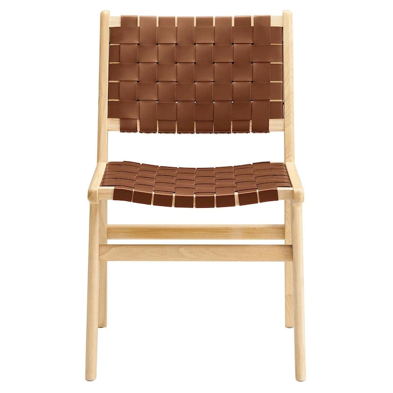 Chaise de salle à manger en bois et similicuir - Lot de 2