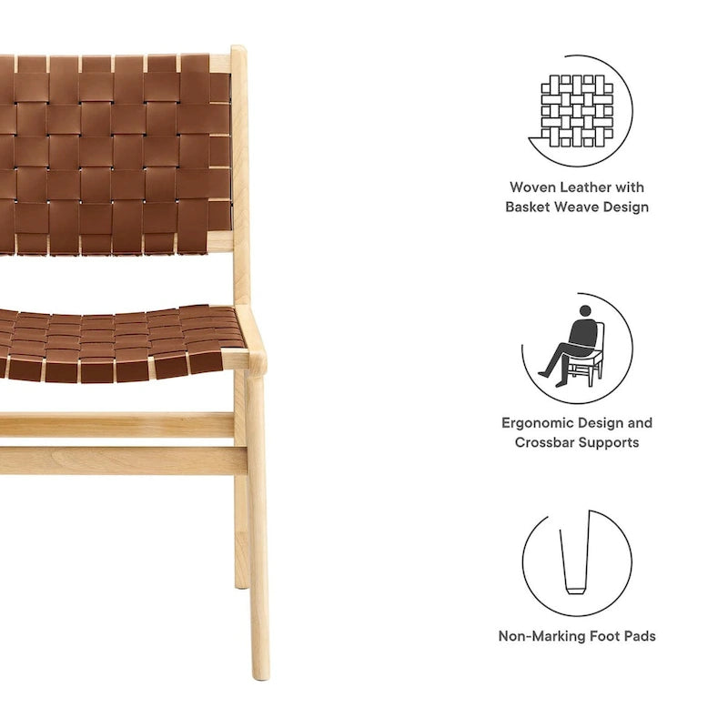 Chaise de salle à manger en bois et similicuir - Lot de 2
