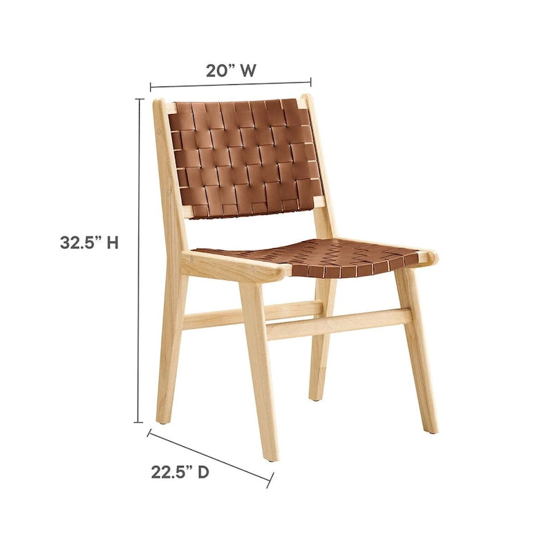 Chaise de salle à manger en bois et similicuir - Lot de 2