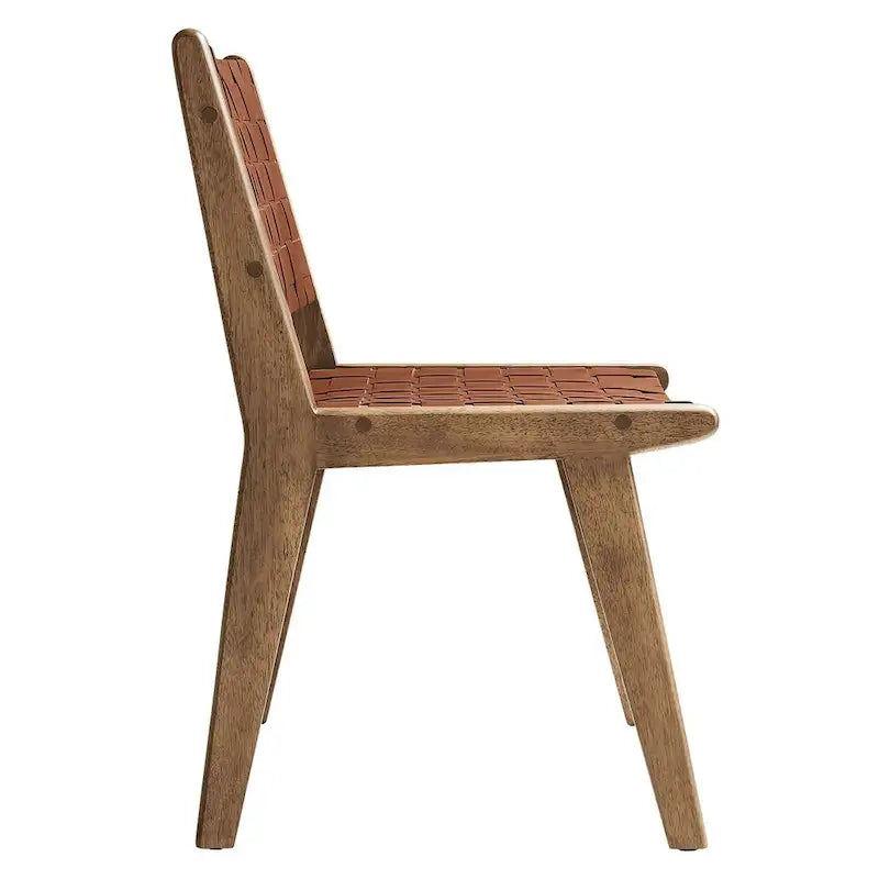 Chaise de salle à manger en bois et similicuir - Lot de 2