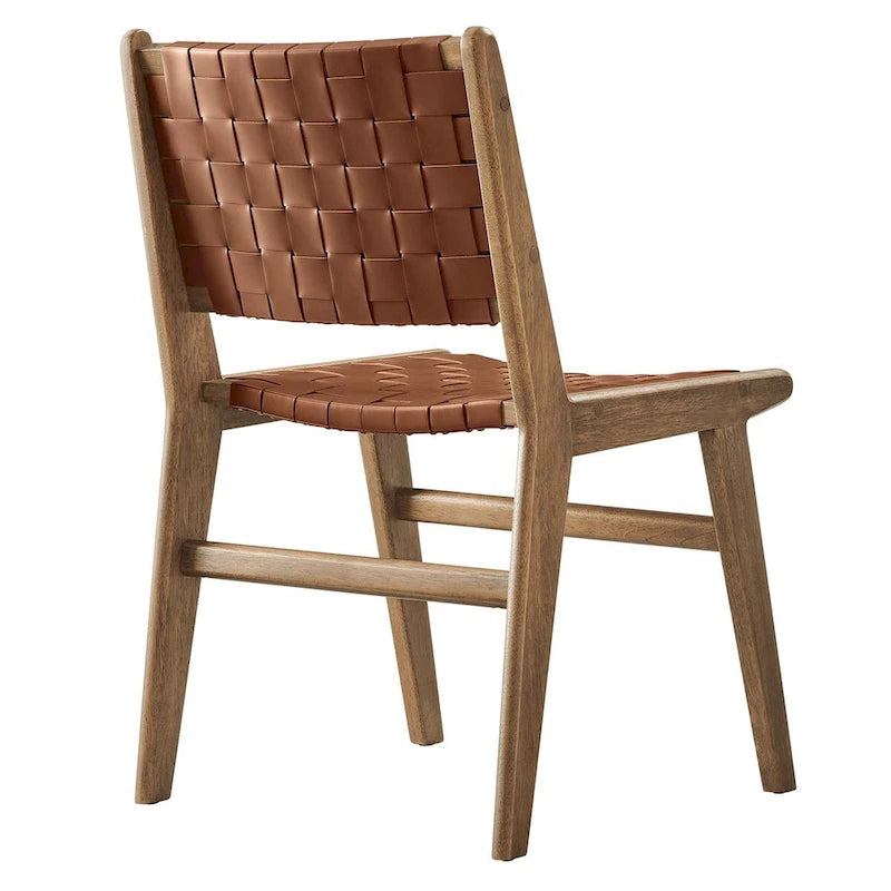 Chaise de salle à manger en bois et similicuir - Lot de 2