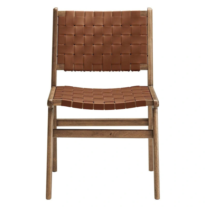 Chaise de salle à manger en bois et similicuir - Lot de 2