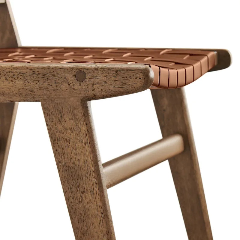Chaise de salle à manger en bois et similicuir - Lot de 2