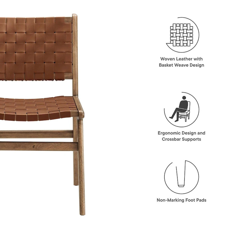 Chaise de salle à manger en bois et similicuir - Lot de 2