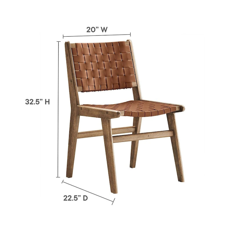 Chaise de salle à manger en bois et similicuir - Lot de 2