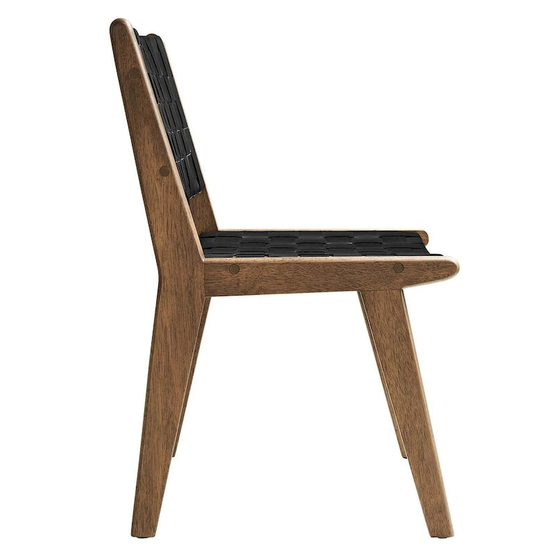 Chaise de salle à manger en bois et similicuir - Lot de 2