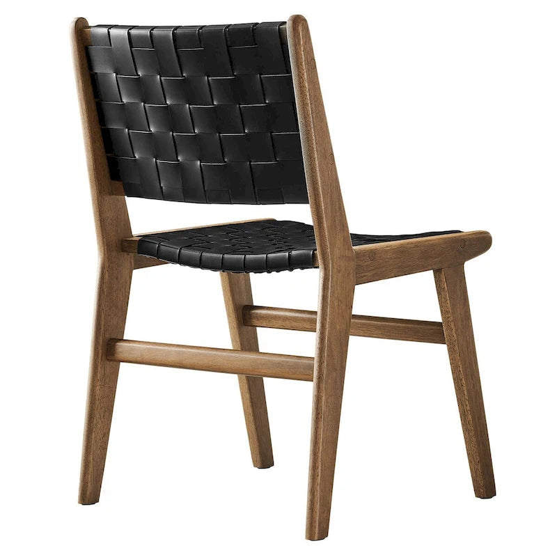 Chaise de salle à manger en bois et similicuir - Lot de 2