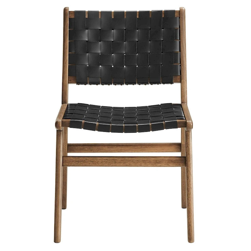 Chaise de salle à manger en bois et similicuir - Lot de 2