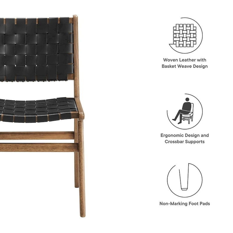 Chaise de salle à manger en bois et similicuir - Lot de 2