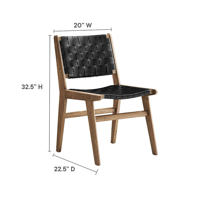 Chaise de salle à manger en bois et similicuir - Lot de 2