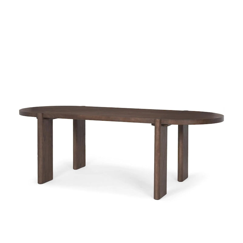 Sohan Dark Elm Wood Oval Dining Table - 91.0L x 38.0W x 30.0H