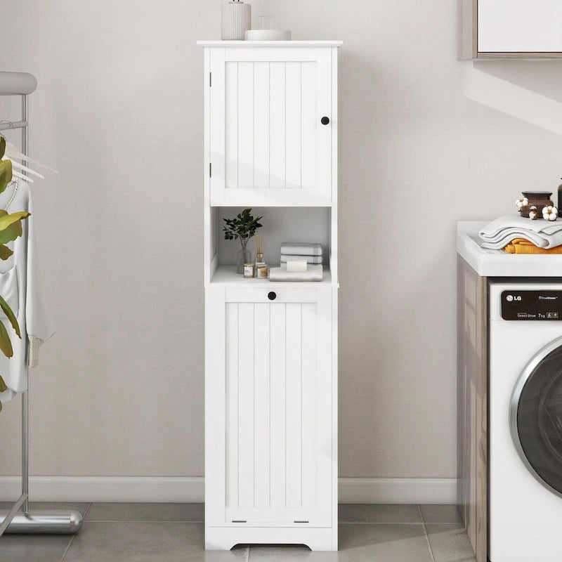 Meuble de tri de linge basculant à 1 compartiment et 1 porte - Blanc