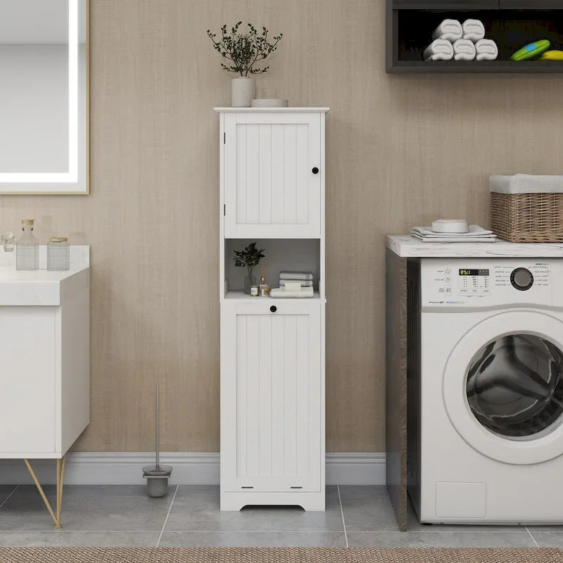 Meuble de tri de linge basculant à 1 compartiment et 1 porte - Blanc
