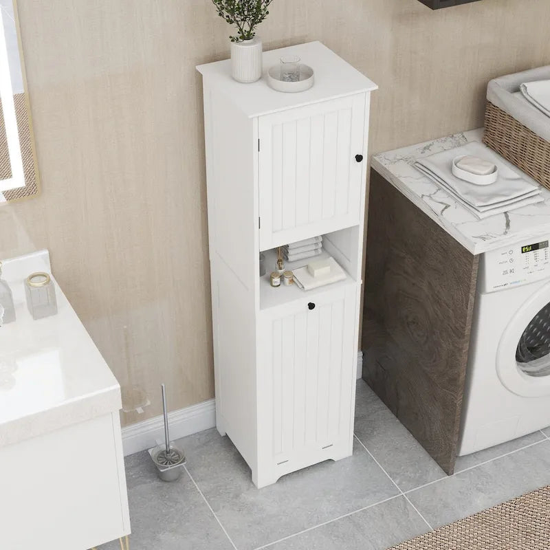Meuble de tri de linge basculant à 1 compartiment et 1 porte - Blanc
