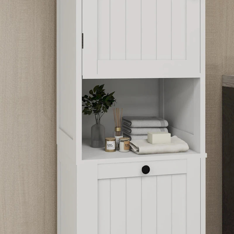 Meuble de tri de linge basculant à 1 compartiment et 1 porte - Blanc