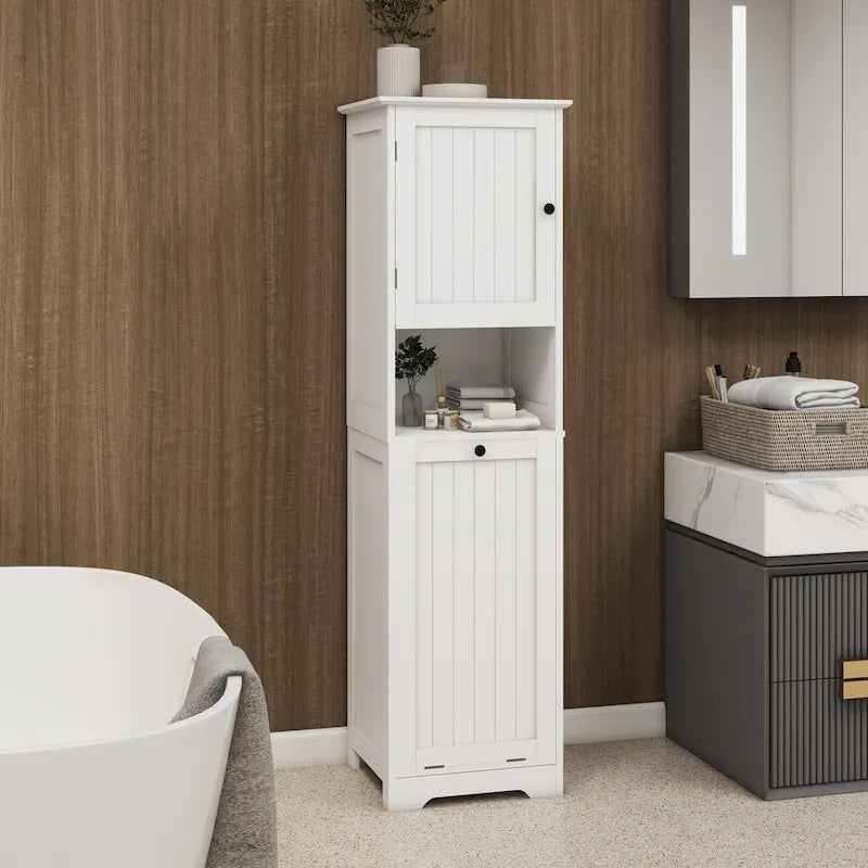 Meuble de tri de linge basculant à 1 compartiment et 1 porte - Blanc