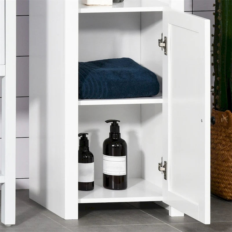 Colonne de salle de bain haute, Meuble de rangement autoportant avec étagères à 2 niveaux
