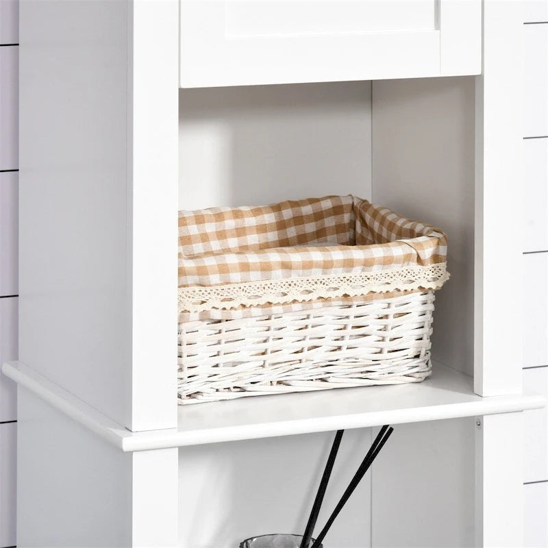 Colonne de salle de bain haute, Meuble de rangement autoportant avec étagères à 2 niveaux