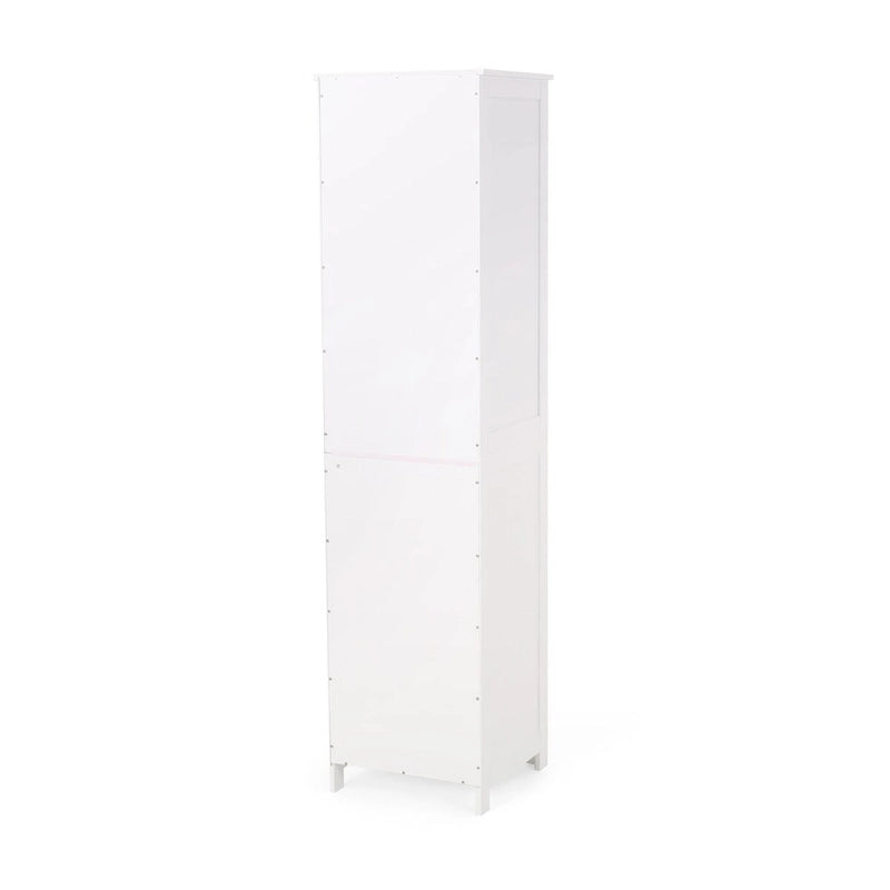 Meuble de rangement pour linge de salle de bain de 160 cm de hauteur, armoire de rangement autoportante avec 1 porte et étagères réglables, blanc